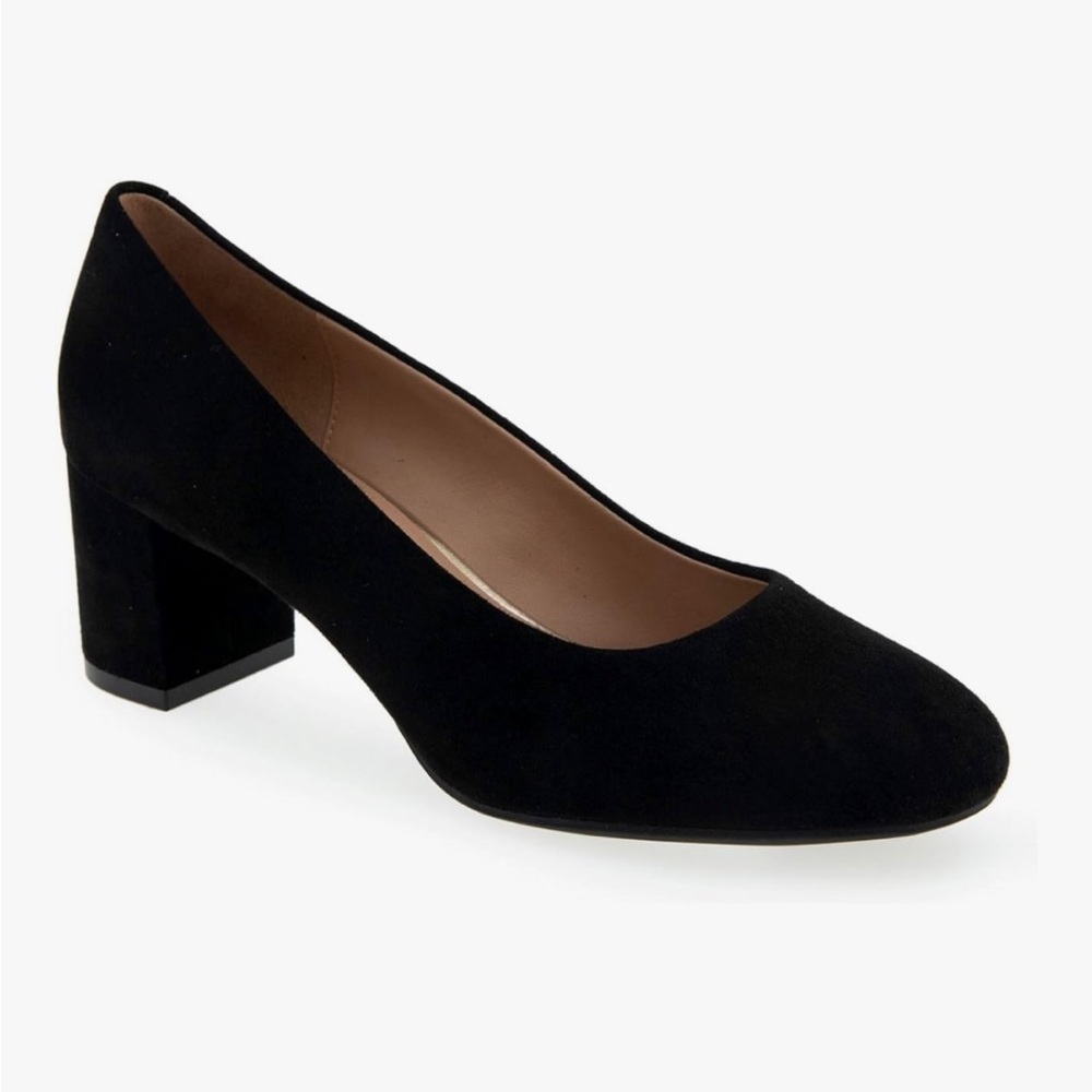 Aerosoles Women Shoes Ebel Dress Pump Mid Heel Slip On EBEL Black 8.5W New Suede